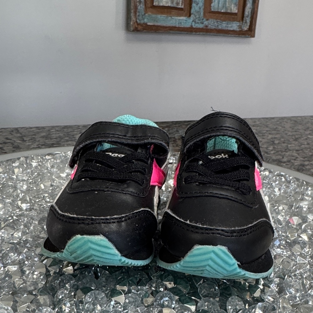 Reebok girls Black, Pink, and Teal Sneakers EUC 5 Toddler - Picture 7 of 9